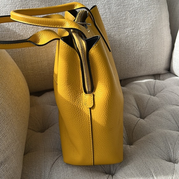 Yellow Genuine Leather Top Handle Handbag - Picture 4 of 13